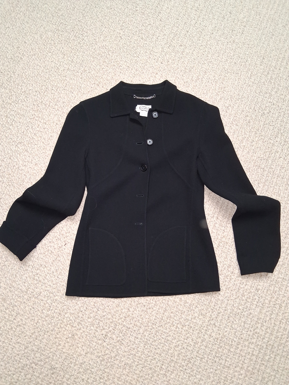 Agnona St. John Collection Black Knit Button-Front Blazer Jacket